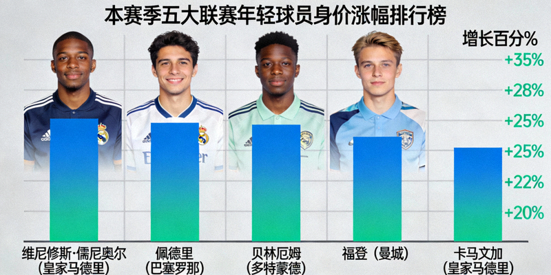 数据图表展示：本赛季五大联赛年轻球员身价涨幅排行榜